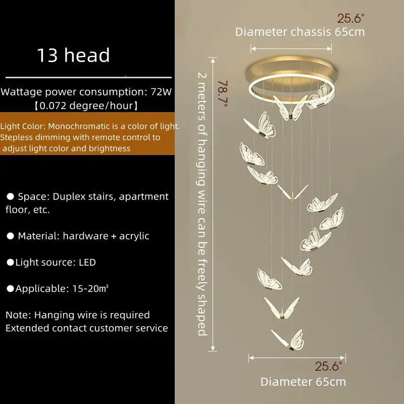 Modern Butterfly Chandelier for Living Staircase Bedroom - Home & Garden > Lighting