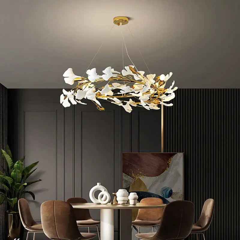 Modern Ceramic Petals Hang Chandelier for Living Bedroom