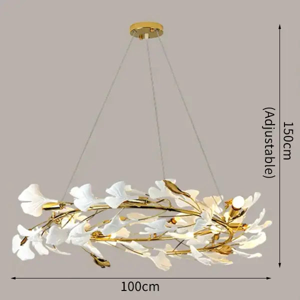 Modern Ceramic Petals Hang Chandelier for Living Bedroom - Dia100cm / NON dimm cool light