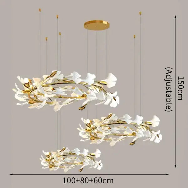 Modern Ceramic Petals Hang Chandelier for Living Bedroom - Dia100x80x60cm / NON dimm cool
