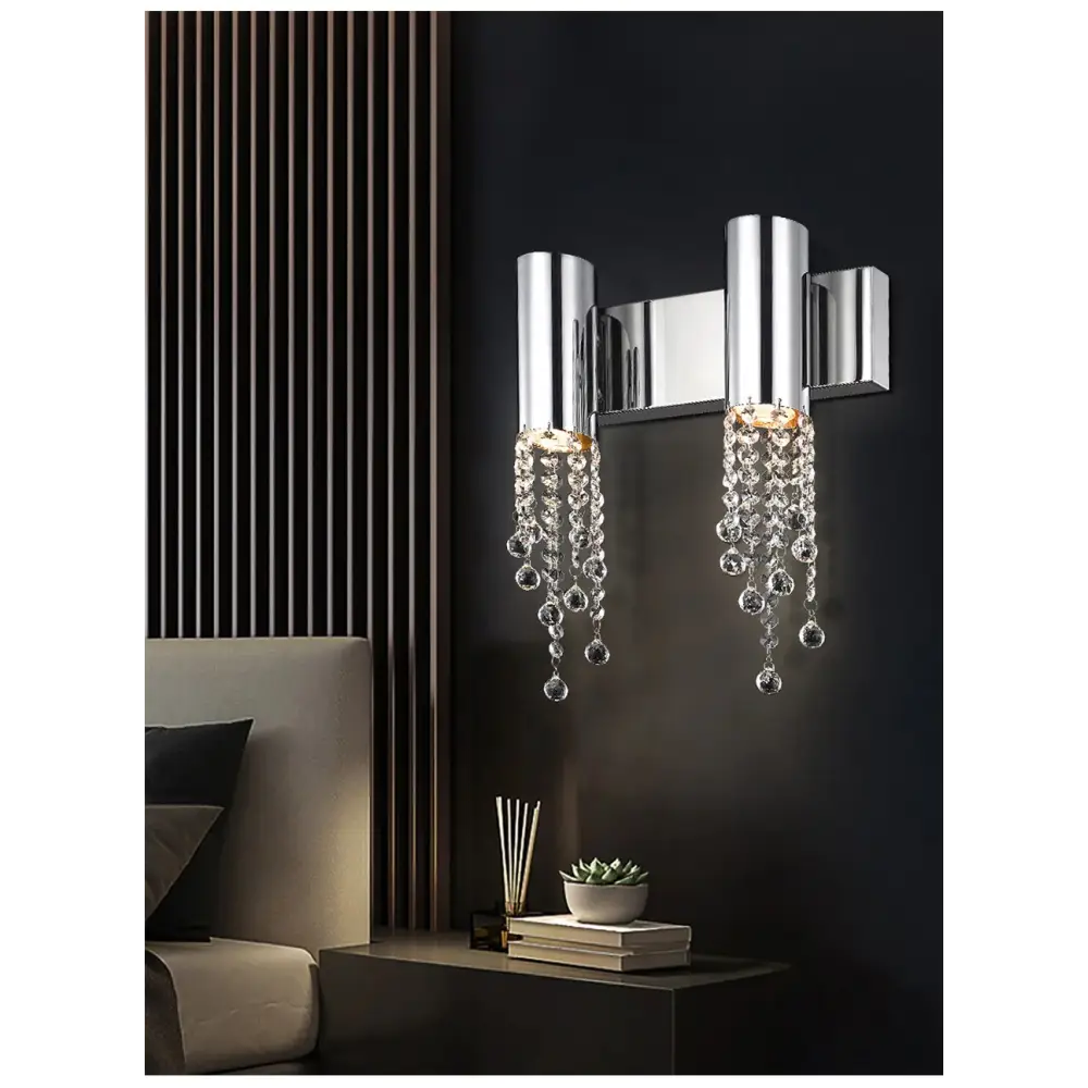 Modern Chrome 2 lights Wall Sconce for Living Bedroom - Sconces