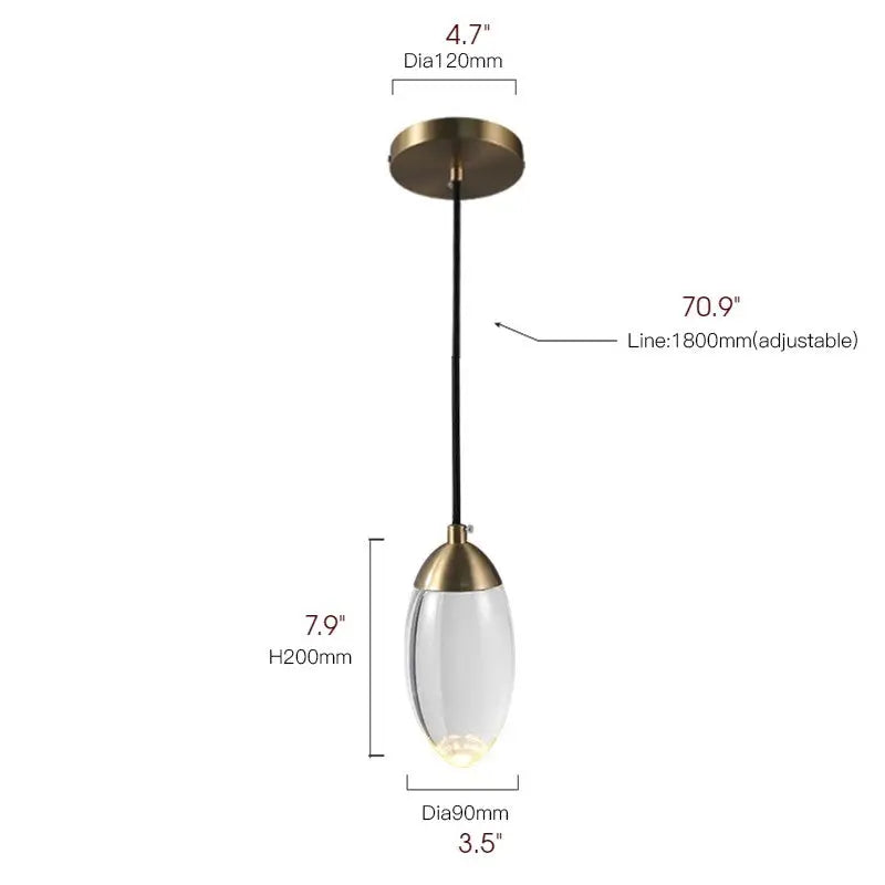 Modern Copper Crystal LED Pendant Light in Balls Shape - Lighting