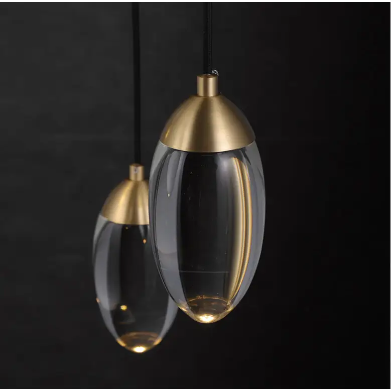 Modern Copper Crystal LED Pendant Light in Balls Shape - Warm - Lighting