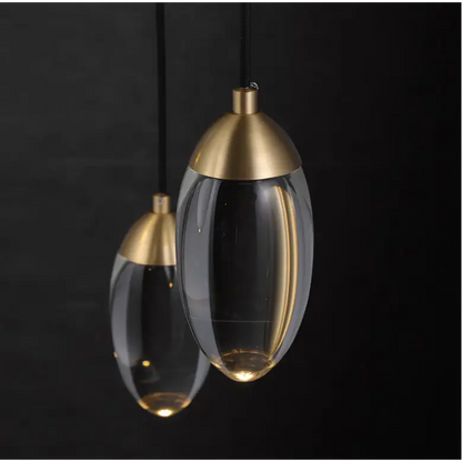 Modern Copper Crystal LED Pendant Light in Balls Shape - Warm - Lighting