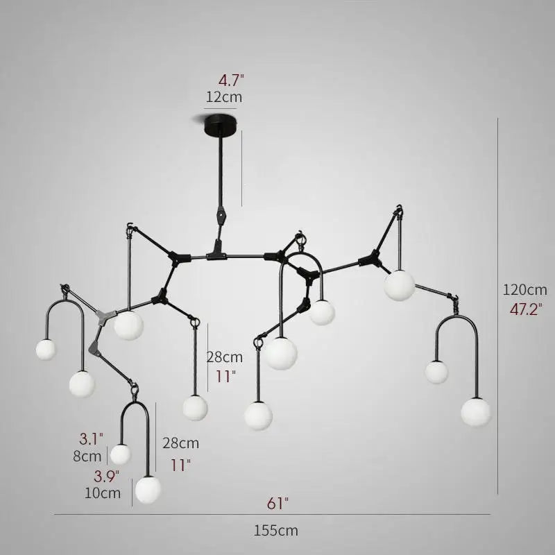 Modern Creative Glass Ceiling Chandelier for Living Bedroom - 12 Lights / Black Home &