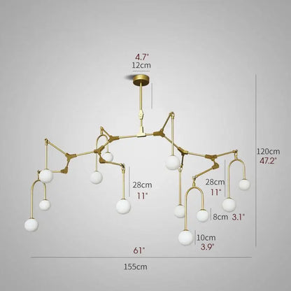 Modern Creative Glass Ceiling Chandelier for Living Bedroom - 12 Lights / Gold Home &