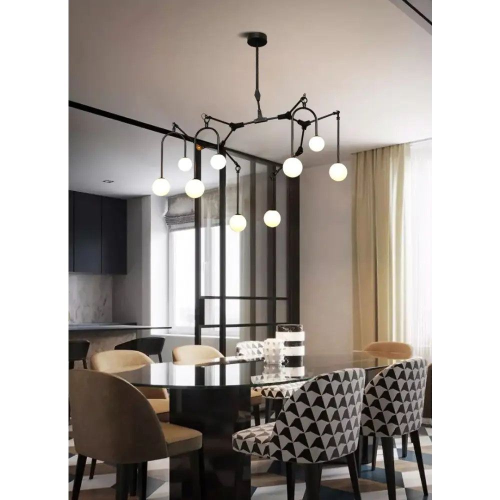 Modern Creative Glass Ceiling Chandelier for Living Bedroom - 9 Lights / Black Home &