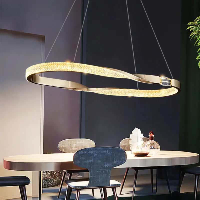 Modern Creative Ring Crystal Chandelier for Dining Kitchen