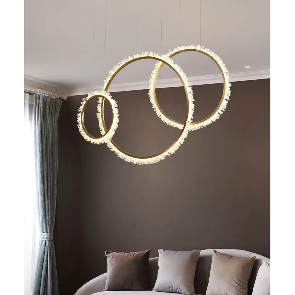 Modern Crystal Ring LED Pendant Light for Living Dining - Lighting