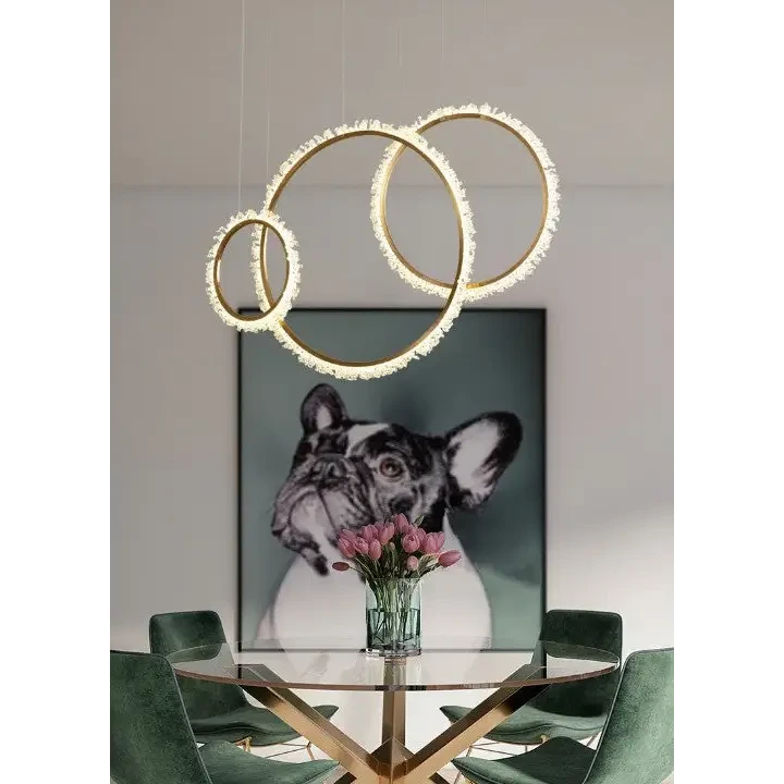 Modern Crystal Ring LED Pendant Light for Living Dining - Lighting