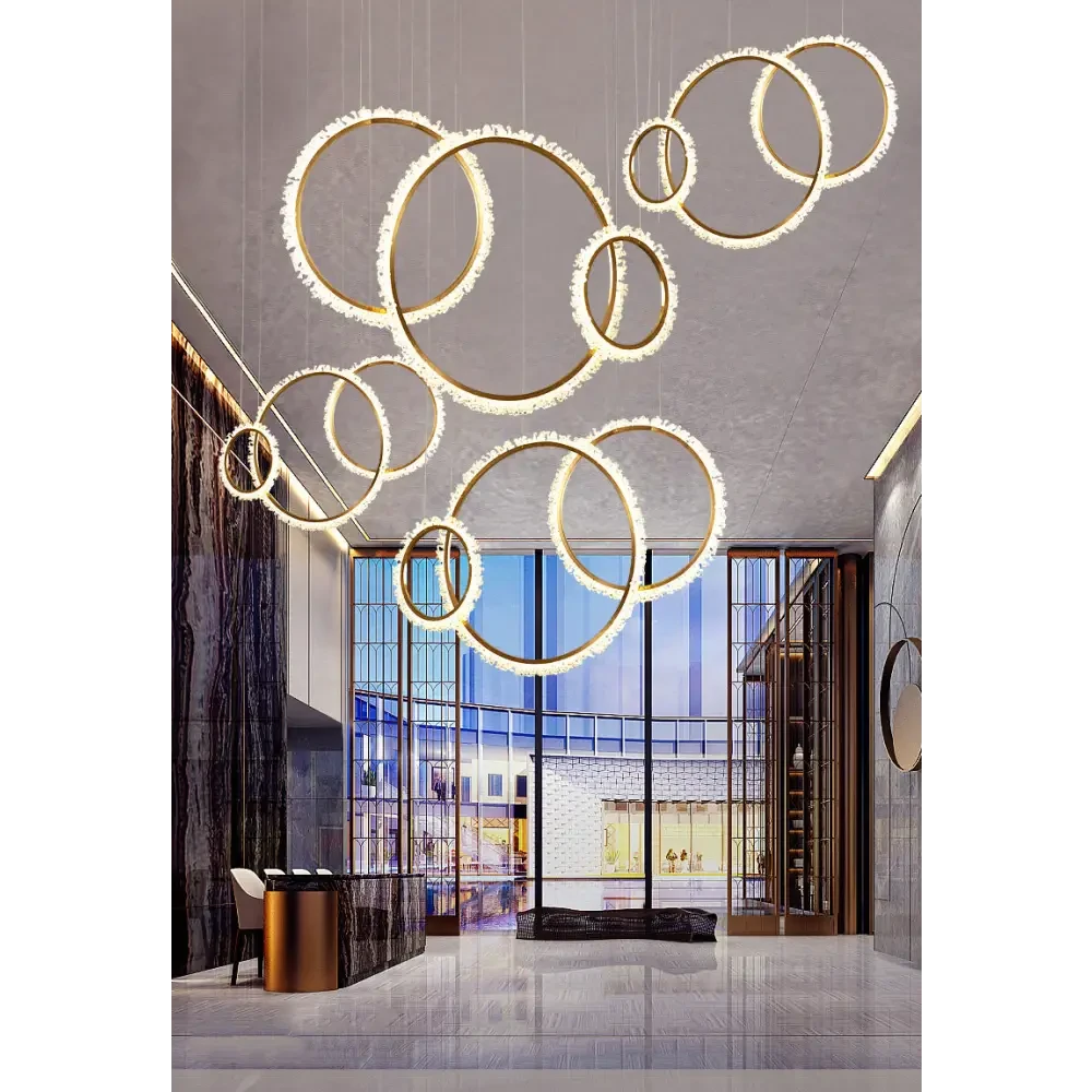 Modern Crystal Ring LED Pendant Light for Living Dining - Lighting