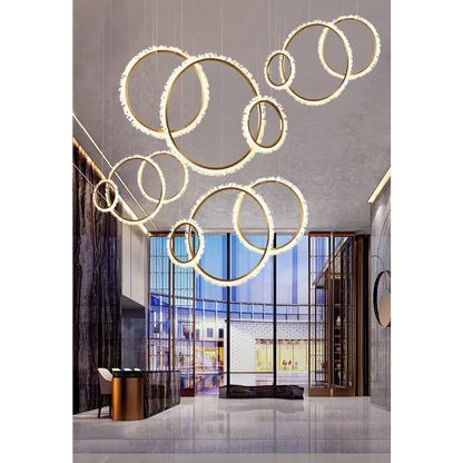 Modern Crystal Ring LED Pendant Light for Living Dining - Lighting