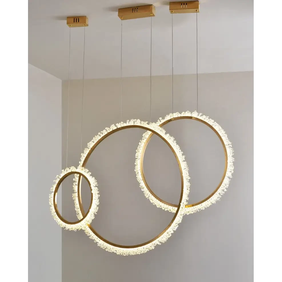 Modern Crystal Ring LED Pendant Light for Living Dining - Lighting