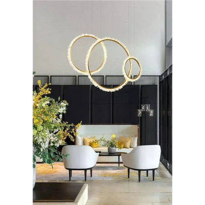 Modern Crystal Ring LED Pendant Light for Living Dining - Lighting