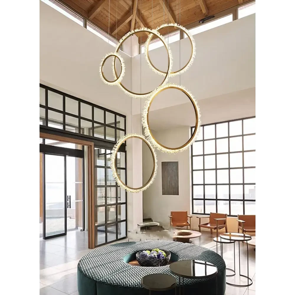 Modern Crystal Ring LED Pendant Light for Living Dining - Lighting