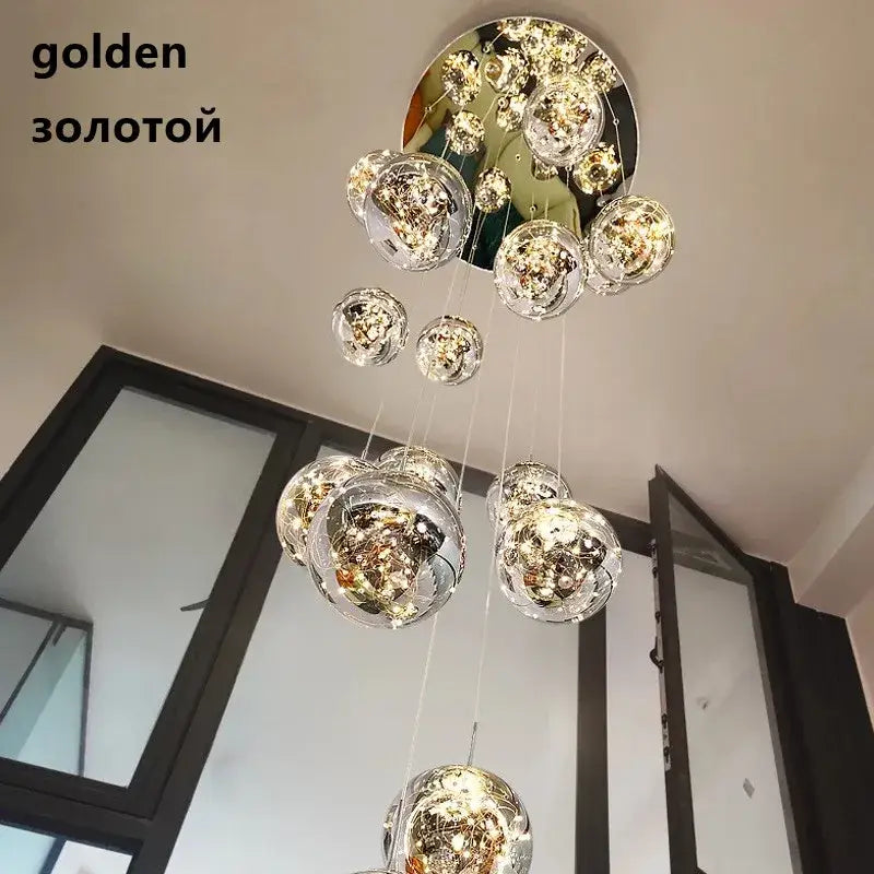 Modern Glass Ball Dimmable Chandelier for Staircase - Home & Garden > Lighting Fixtures