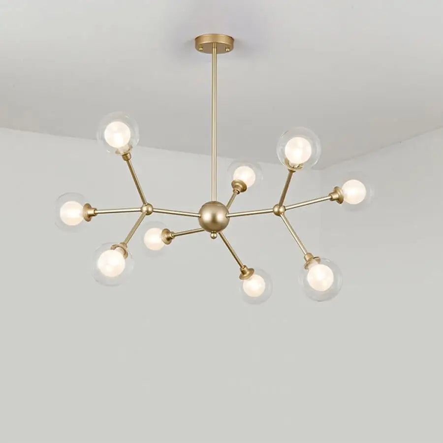 Modern Glass Globe Chandelier with Molecular Fission Branches - Home & Garden > Lighting