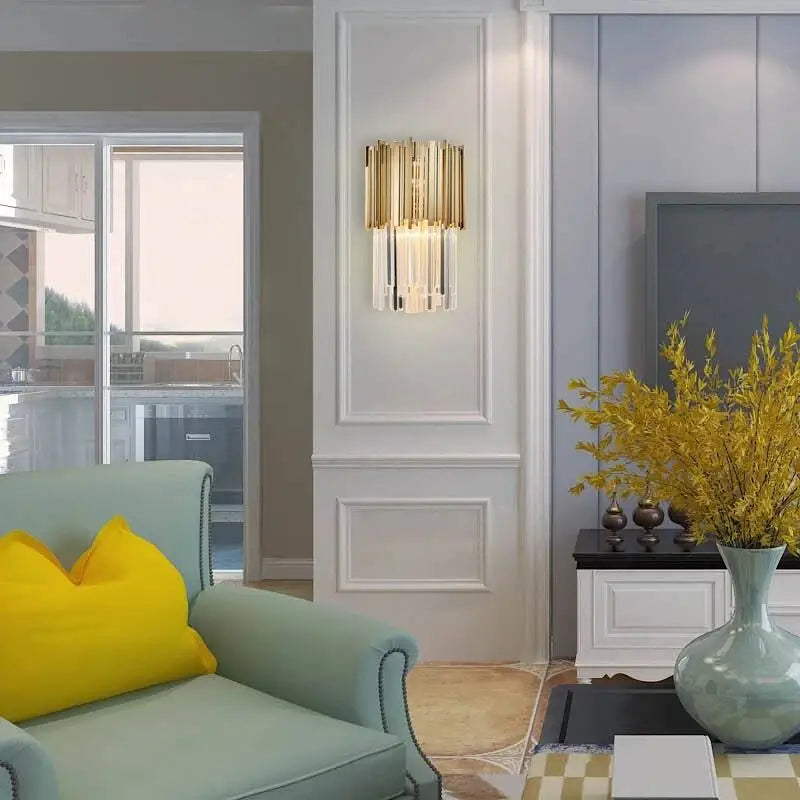 Modern Gold Crystal Wall Sconce for Bedside,Bedroom,Hallway - Sconces