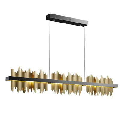 Modern Iceberg Hanging Rectangle Chandelier for Dining Kitchen - Gold lampshade