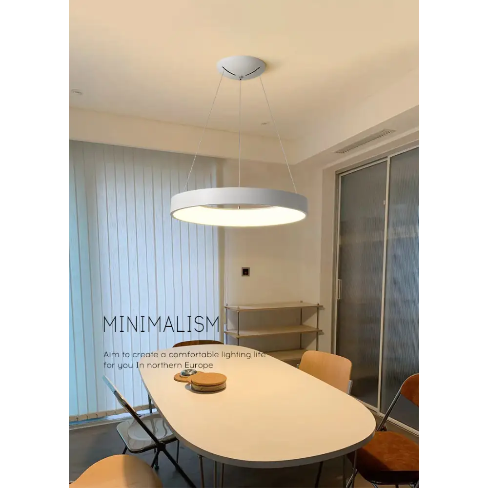 Modern LED Circle Chandelier for Kitchen,Restaurant - Dia17.7’ / Dia45.0cm White