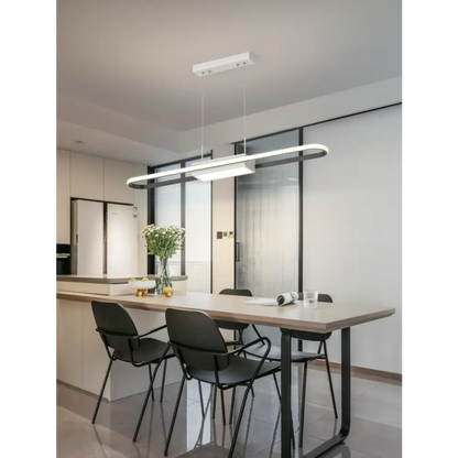 Modern LED Long Strip Chandelier for Kitchen Restaurant - Black / Trichromatic Light