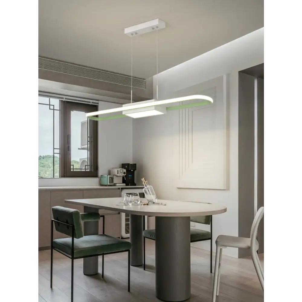 Modern LED Long Strip Chandelier for Kitchen Restaurant - Green / Trichromatic Light