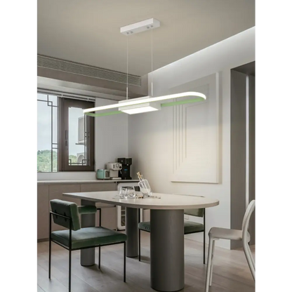 Modern LED Long Strip Chandelier for Kitchen Restaurant - Green / Trichromatic Light