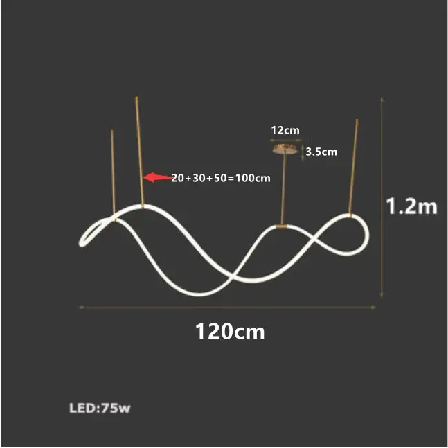 Modern Long Hose LED Dimmable Chandelier - 120 cm B / Cold white 6000K - Home & Garden >