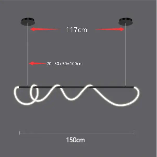 Modern Long Hose LED Dimmable Chandelier - black 150 cm / Cold white 6000K - Home &