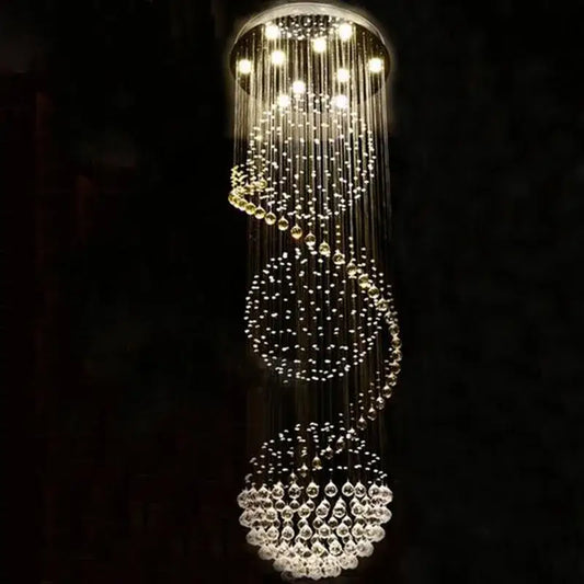 Modern Long LED Spiral Crystal Chandelier for Staircase - D 120CM Height