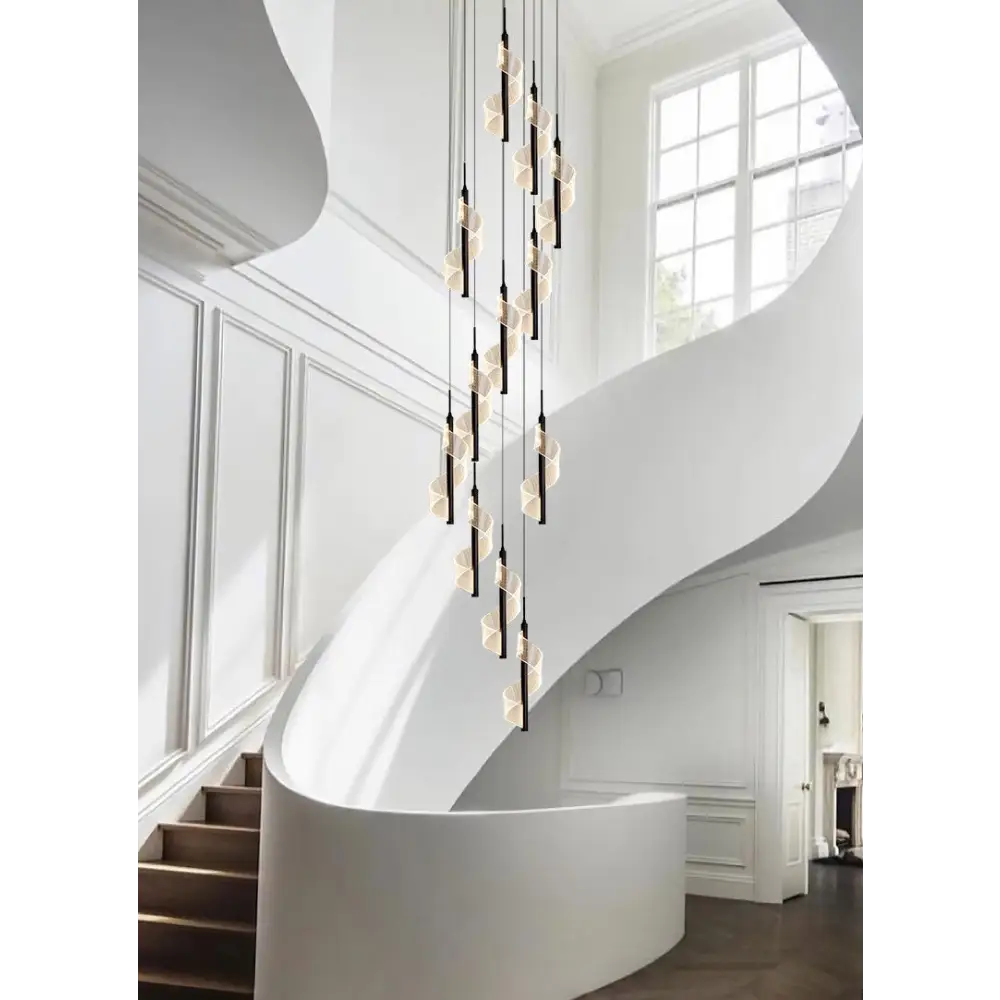 Modern Long Spiral Chandelier for Staircase Lobby Living - Home & Garden > Lighting