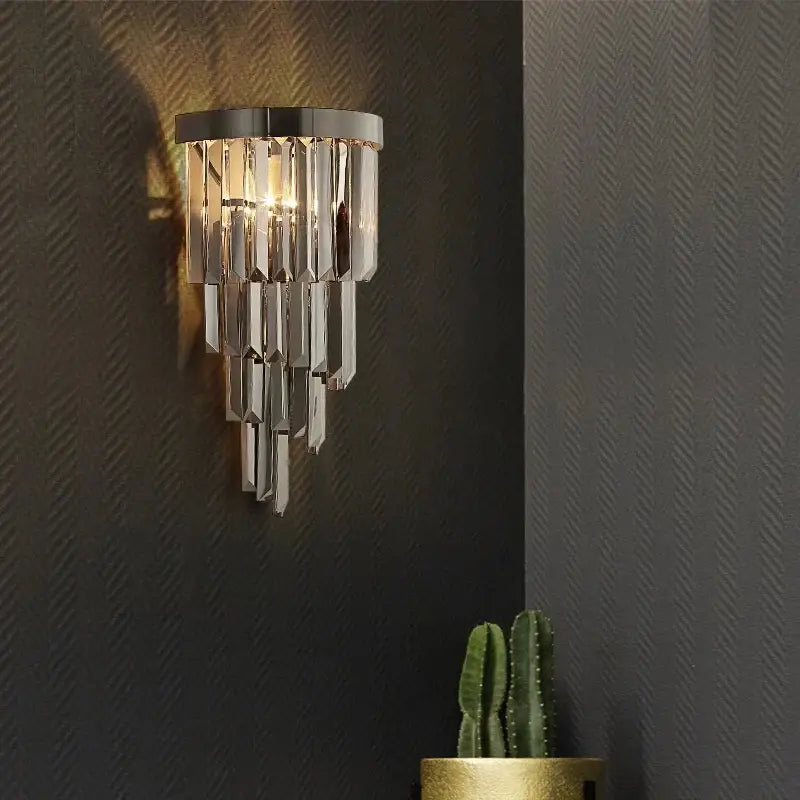 Modern Luxury Smoky Gray Wall Sconce for Bedroom Living - Sconces