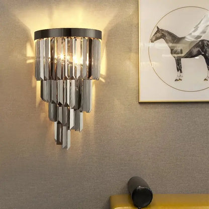 Modern Luxury Smoky Gray Wall Sconce for Bedroom Living - Sconces