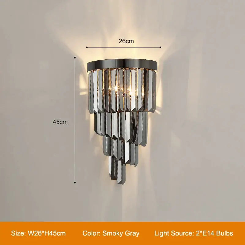 Modern Luxury Smoky Gray Wall Sconce for Bedroom Living - warm light - Sconces