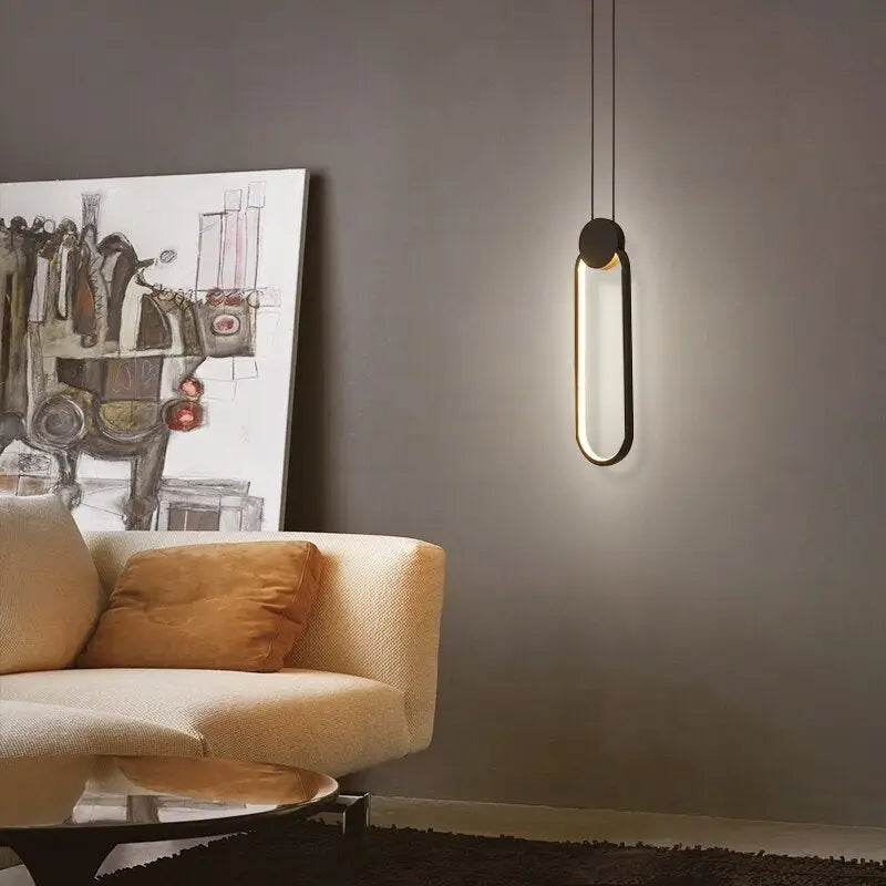 Modern Minimalism: Long LED Pendant Lights for Stylish Spaces - Oval / Cool light