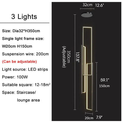 Modern Rectangle LED Chandelier for Staircase Lobby Living - Home & Garden > Lighting