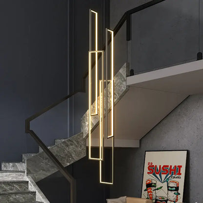 Modern Rectangle LED Chandelier for Staircase Lobby Living - Home & Garden > Lighting