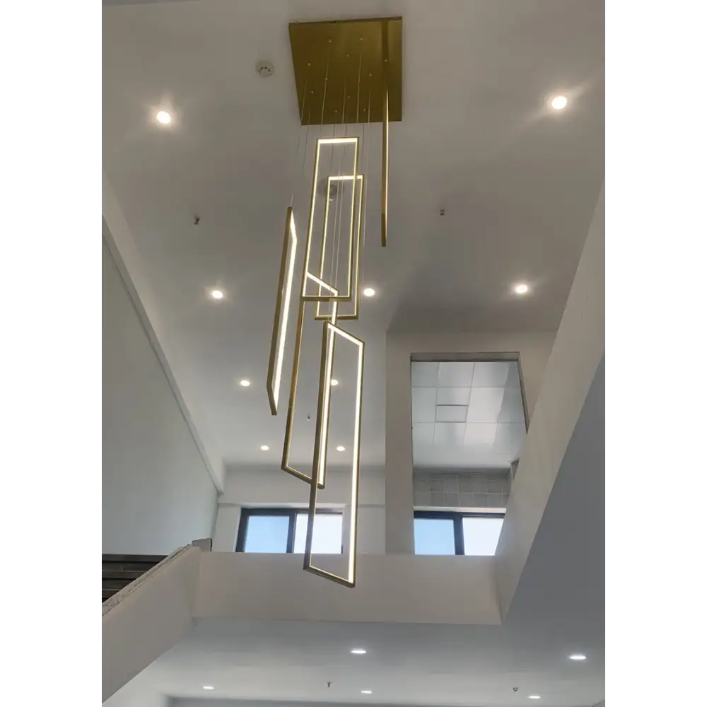 Modern Rectangle LED Chandelier for Staircase Lobby Living - Home & Garden > Lighting