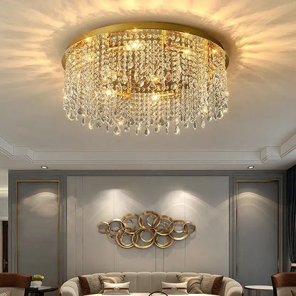 Modern Round Ceiling Crystal Chandelier for Living Bedroom