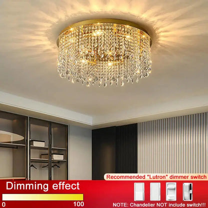 Modern Round Ceiling Crystal Chandelier for Living Bedroom