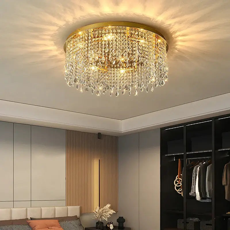 Modern Round Ceiling Crystal Chandelier for Living Bedroom