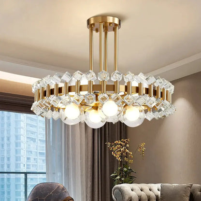 Modern Round Colorful Crystal Chandelier for Living Bedroom