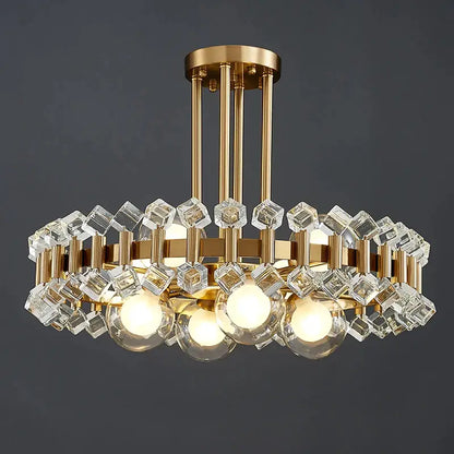 Modern Round Colorful Crystal Chandelier for Living Bedroom - Cube / Dia45xH20cm NOT Dimm