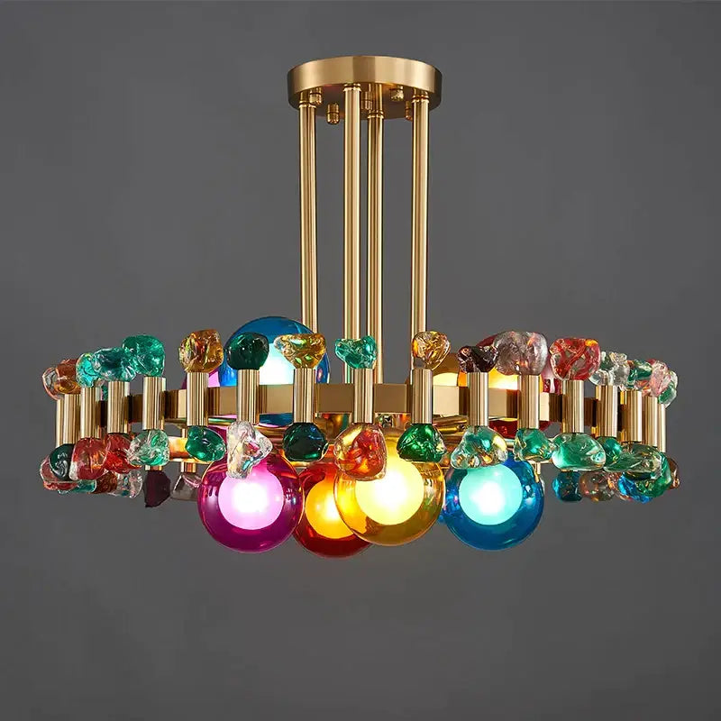 Modern Round Colorful Crystal Chandelier for Living Bedroom - Dia45xH20cm NOT Dimm Cool