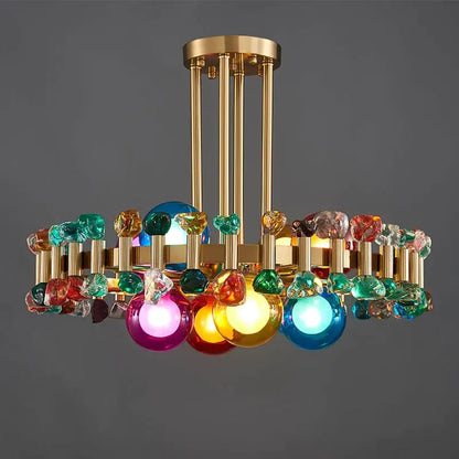 Modern Round Colorful Crystal Chandelier for Living Bedroom - Dia45xH20cm NOT Dimm Cool