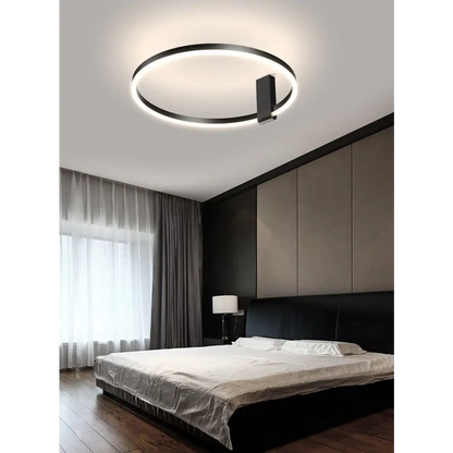 Nordic Aluminum LED Ceiling Lamp for Living Bedroom - Dia15.7’ / Dia40.0cm Black Warm