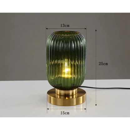 Nordic Art Deco Glass Table Lamp for Study Bedroom Living - Dia13cm Green / EU plug