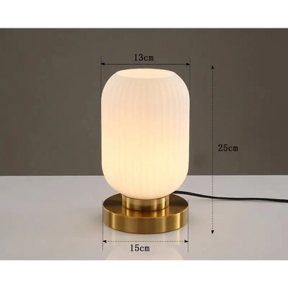 Nordic Art Deco Glass Table Lamp for Study Bedroom Living - Dia13cm White / EU plug