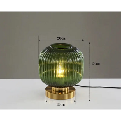 Nordic Art Deco Glass Table Lamp for Study Bedroom Living - Dia20cm Green / EU plug