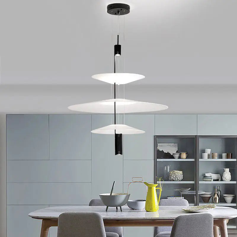 Nordic Ballet Skirt LED Pendant Light for Dining Living Bedroom - 3Layer Black / Cool